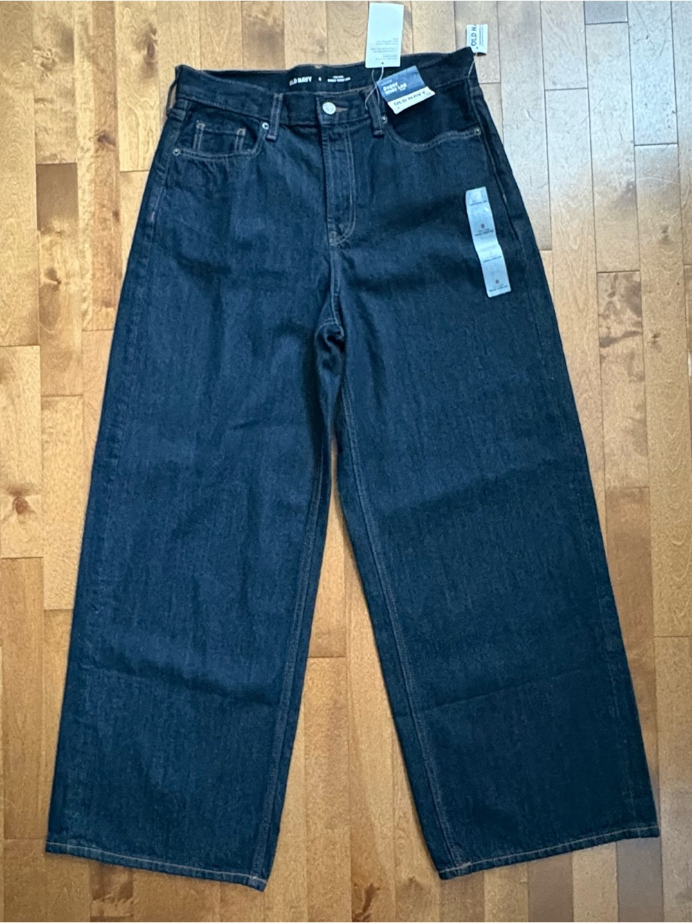 Old Navy High-Rise Baggy Wide Leg Jeans Dark Wash Size 8 NWT